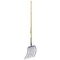 10-In. Forged Steel Manure Fork, 54-In. Handle, 6 Tines