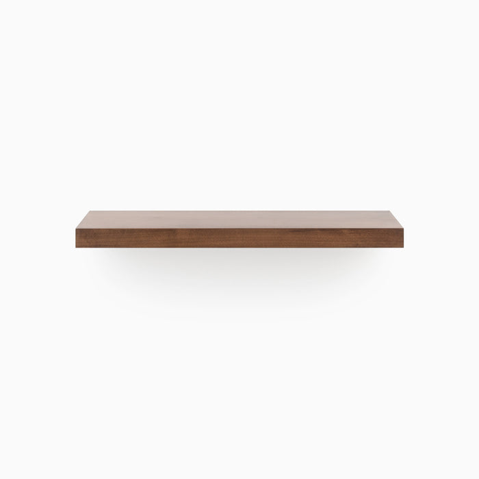 Aksel Dutch Mocha Floating Shelf with minimalist wood design, perfect for modern wall shelf display and organization.