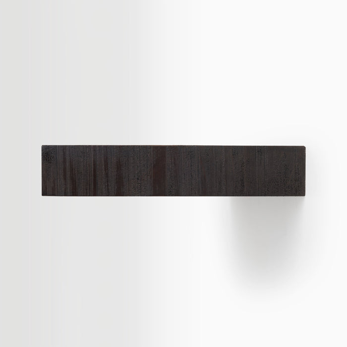 Aksel Espresso Rustic Floating Shelf in rustic textured alder with rich dark finish for modern wall display by Shelfology