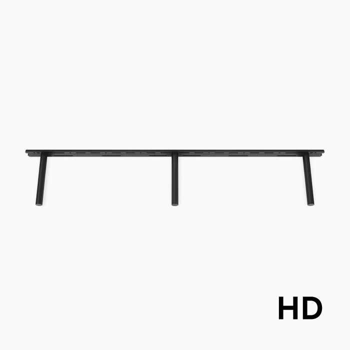 Aksel HD floating shelf bracket — heavy-duty steel bracket top view showing rods and backplate