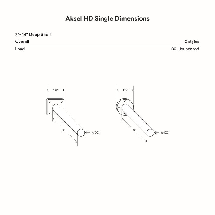 Aksel HD Single Rod Floating Shelf Bracket in durable steel with strong rod design for sturdy floating shelf support by Shelfology