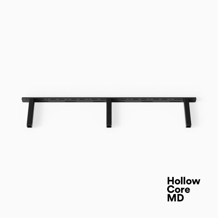 Aksel Hollow Core MD Floating Shelf Bracket in black steel designed for slim plywood floating shelf support and wall mounting