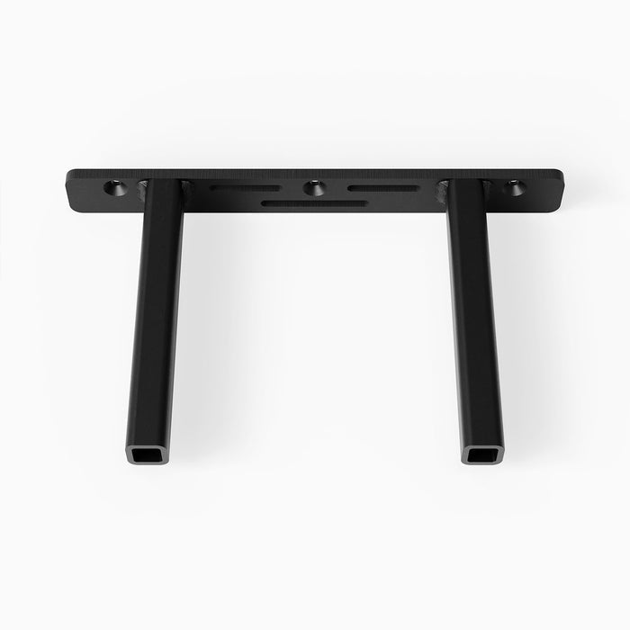 Aksel Hollow Core MD Floating Shelf Bracket in black steel with dual square rods for secure floating shelf support