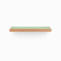 Aksel Inlay Alder Floating Shelf with green inlay top and natural alder wood edge floating against white background