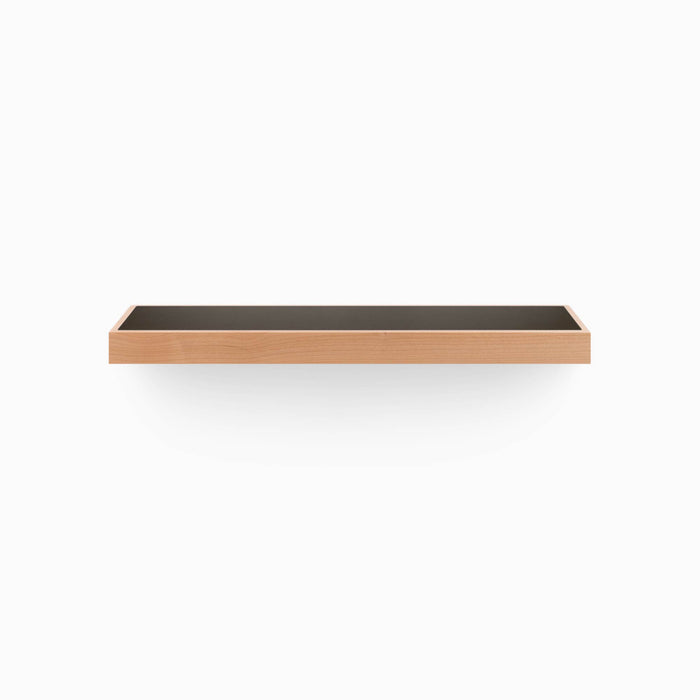 Aksel Inlay Alder Floating Shelf with sleek black inlay and natural alder wood frame for modern wall display and organization