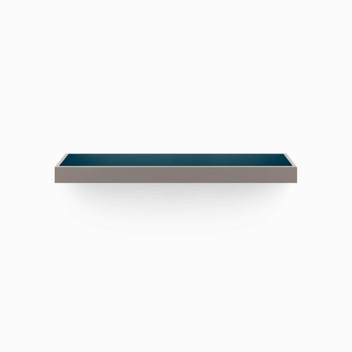 Aksel Inlay Arsenic Floating Shelf with deep arsenic inlay panel and light grey frame for stylish wall display and organization
