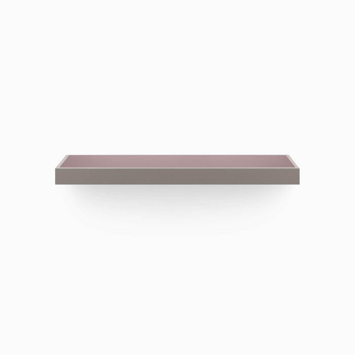 Aksel Inlay Arsenic Floating Shelf with smooth arsenic frame and muted pink panel for minimalist wall display and organization