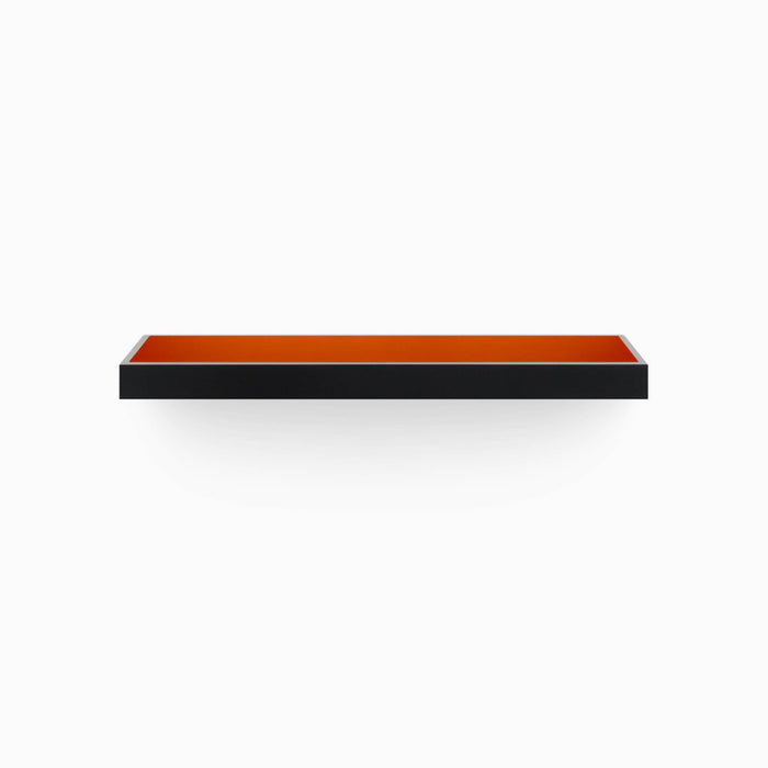 Aksel Inlay Black Floating Shelf with rich red inlay and sleek black frame for stylish wall display and organization