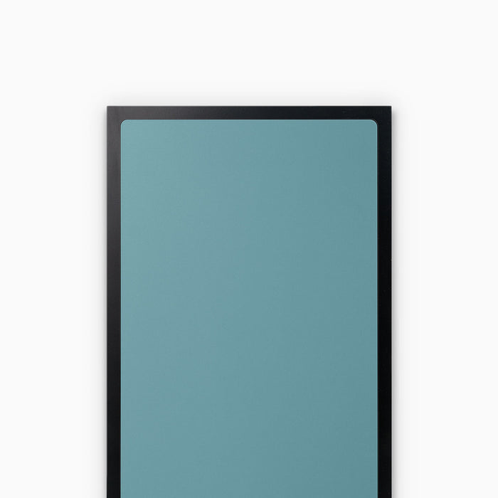 Aksel Inlay Black Floating Shelf with smooth blue panel framed by sleek black edges for modern wall shelf display and organization