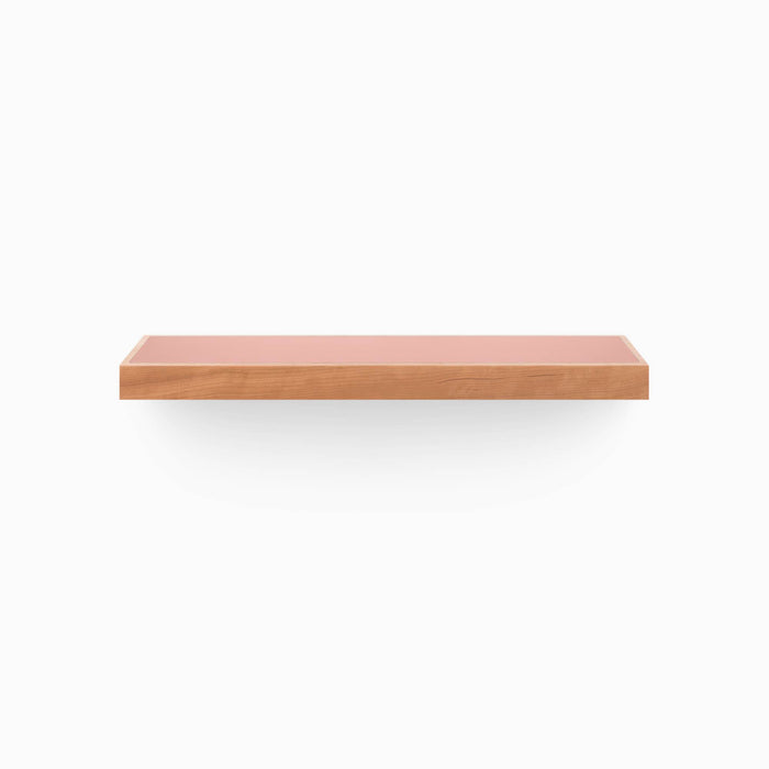 Aksel Inlay Cherry Floating Shelf with smooth cherry finish and minimalist wood floating shelf design for versatile wall organization
