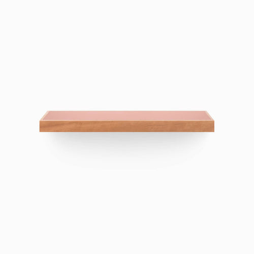 Aksel Inlay Cherry Floating Shelf with smooth cherry finish and minimalist wood floating shelf design for versatile wall organization