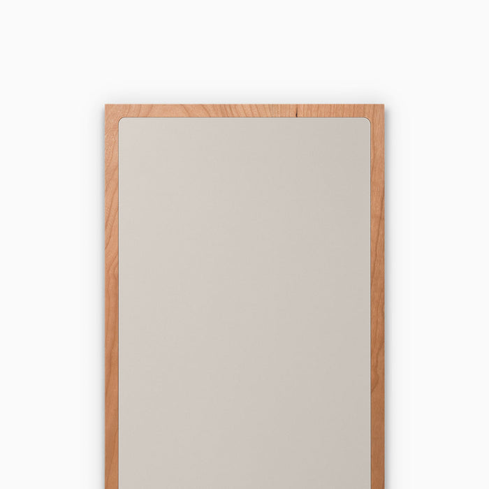 Aksel Inlay Cherry Floating Shelf with smooth light panel framed by natural cherry wood for elegant wall shelf display and organization