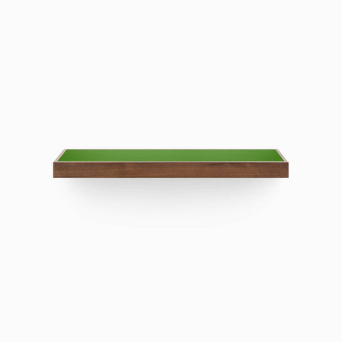 Aksel Inlay Espresso Floating Shelf with alder glue-up frame and smooth green display ledge for stylish wall organization