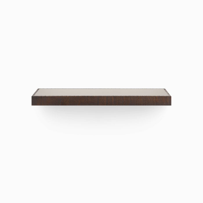 Aksel Inlay Espresso Rustic Floating Shelf with rich dark wood finish for minimalist wall display and organization
