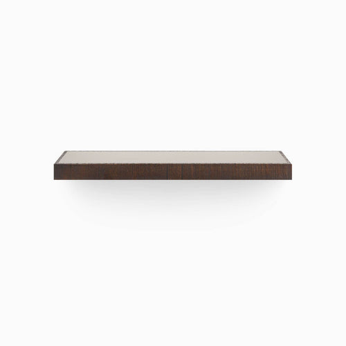 Aksel Inlay Espresso Rustic Floating Shelf with rich dark wood finish for minimalist wall display and organization