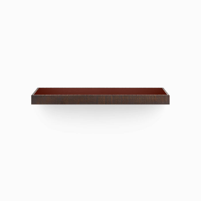 Aksel Inlay Espresso Rustic Floating Shelf with deep espresso wood frame and smooth reddish-brown inset panel for wall display