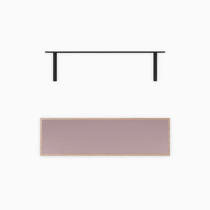 Aksel Inlay Glazed White Oak Floating Shelf with white oak frame and sleek black floating shelf brackets for modern wall display