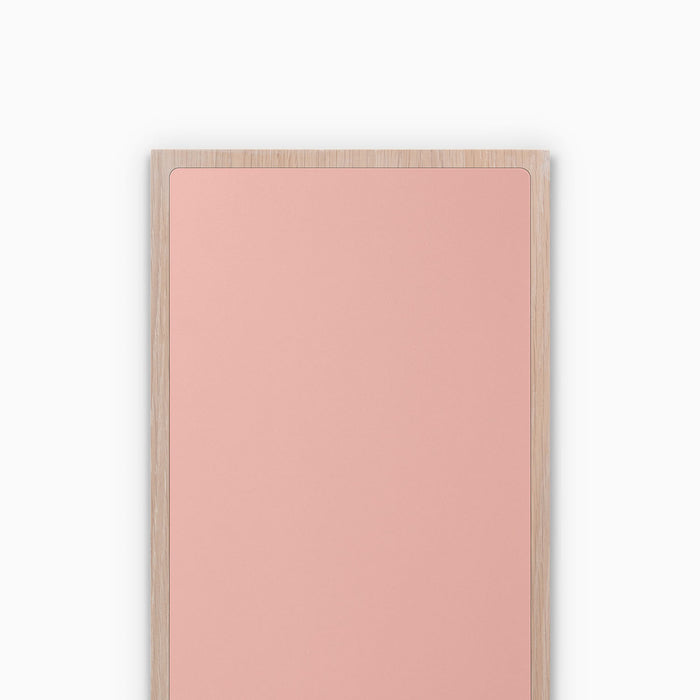 Aksel Inlay Glazed White Oak Floating Shelf with white oak glue-up frame and soft pink glazed panel for modern wall display