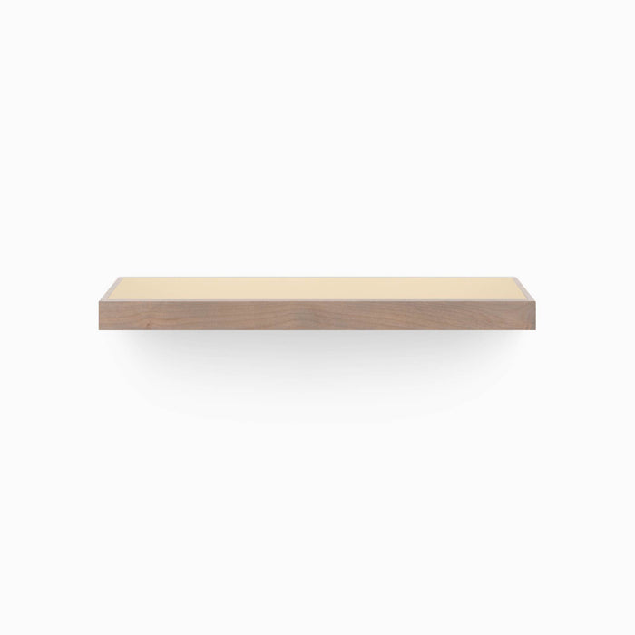 Aksel Inlay Hatch Grey Floating Shelf with smooth grey panel and natural alder glue-up frame for minimalist wall display and organization