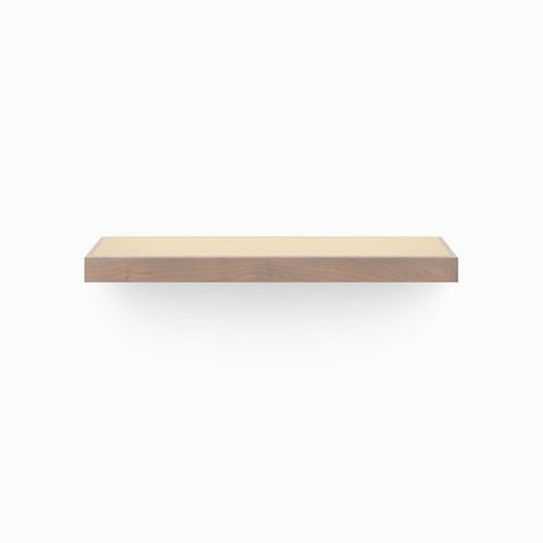 Aksel Inlay Hatch Grey Floating Shelf with smooth grey panel and natural alder glue-up frame for minimalist wall display and organization