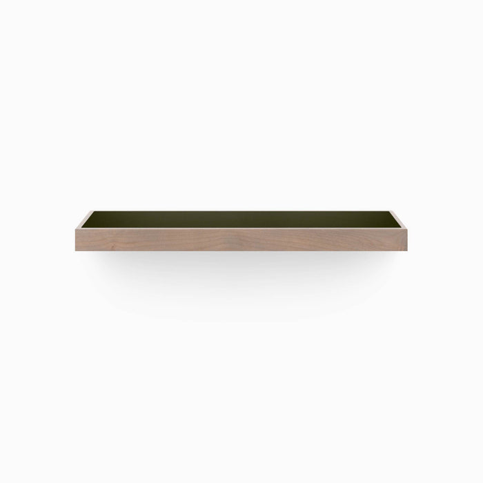 Aksel Inlay Hatch Grey Floating Shelf with alder glue-up frame and smooth grey panel for minimalist wall display and organization