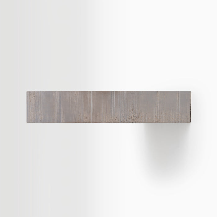 Aksel Inlay Hatch Grey Rustic Floating Shelf with textured grey rustic finish for minimalist wall shelf and display ledge