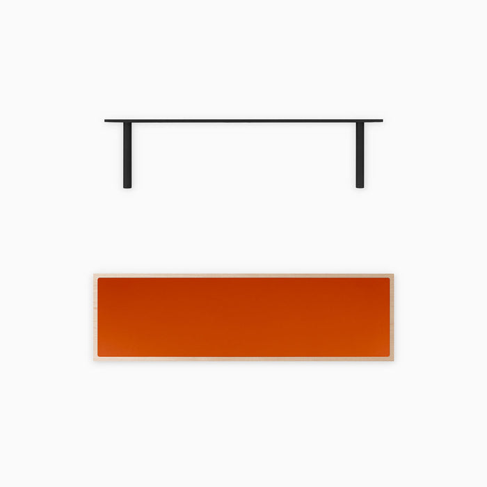 Aksel Inlay Maple Floating Shelf with minimalist black metal floating shelf brackets for modern wall display and organization