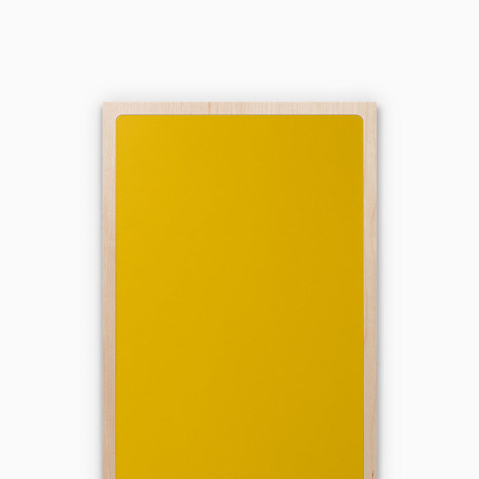 Aksel Inlay Maple Floating Shelf with minimalist maple frame and vibrant yellow display surface for organized wall décor.
