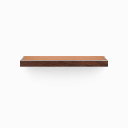 A minimalist Aksel Inlay Nutmeg Floating Shelf showcasing wood floating shelves and display ledges for organization.