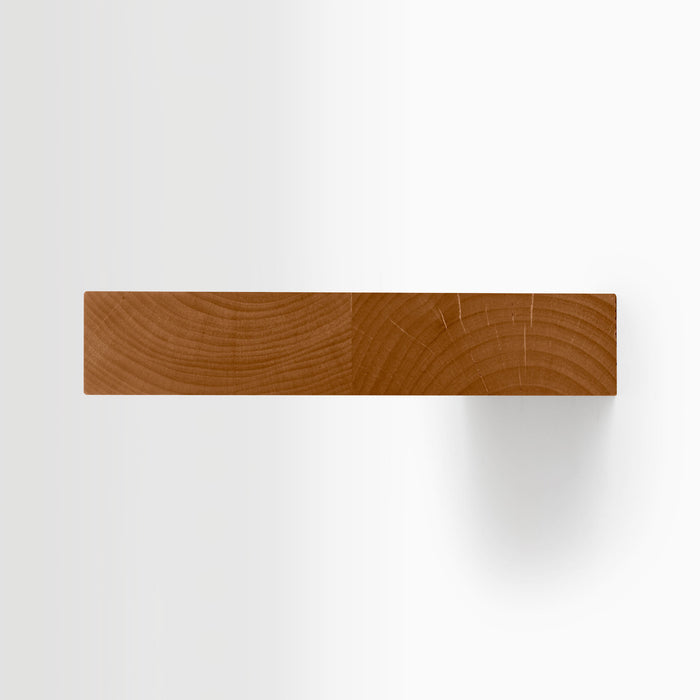 Aksel Inlay Nutmeg Floating Shelf in wood finish mounted on wall, minimalist design by Shelfology for wall shelves and display ledges