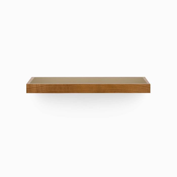 Aksel Inlay Nutmeg Floating Shelf with minimalist wood design ideal for wall display and organization by Shelfology