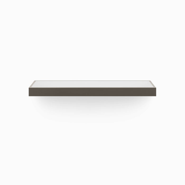 Aksel Inlay Tungsten Floating Shelf with sleek tungsten frame and smooth white display ledge for modern wall shelving and organization