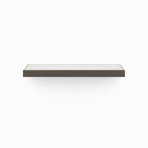 Aksel Inlay Tungsten Floating Shelf with sleek tungsten frame and smooth white display ledge for modern wall shelving and organization