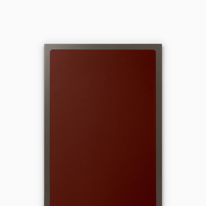 Aksel Inlay Tungsten Floating Shelf with smooth reddish-brown surface and sleek tungsten frame for minimalist wall display