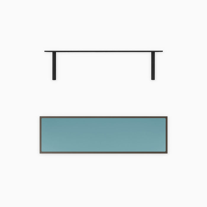 Aksel Inlay Tungsten Floating Shelf with slim black metal brackets and smooth blue display ledge for modern wall shelving