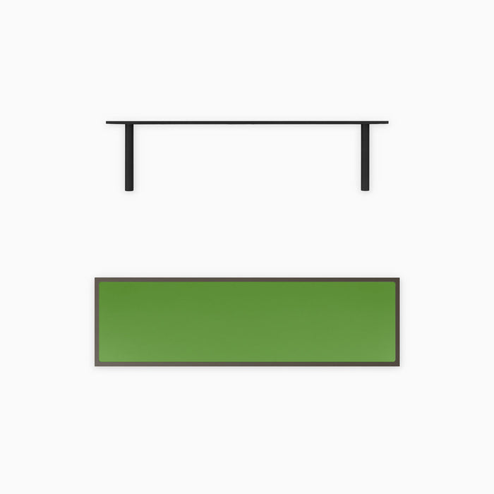 Aksel Inlay Tungsten Floating Shelf with recessed green display ledge and minimalist black floating shelf brackets for wall mounting