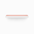 Aksel Inlay White Floating Shelf with smooth white frame and muted terracotta inset panel for modern wall display and organization