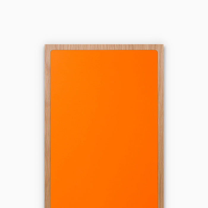 Aksel Inlay White Floating Shelf with white oak frame and vibrant orange inset panel for bold wall display and organization