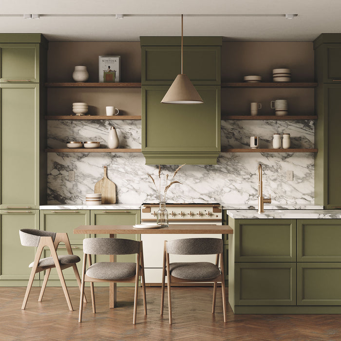 Aksel Maple Floating Shelf with minimalist wood design showcasing display ledges and wall shelves in a modern kitchen setting