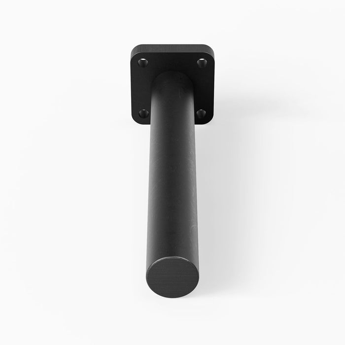 Aksel MD Single Rod Floating Shelf Bracket in matte black solid steel, engineered for sturdy, minimalist support of floating shelves and display ledges.