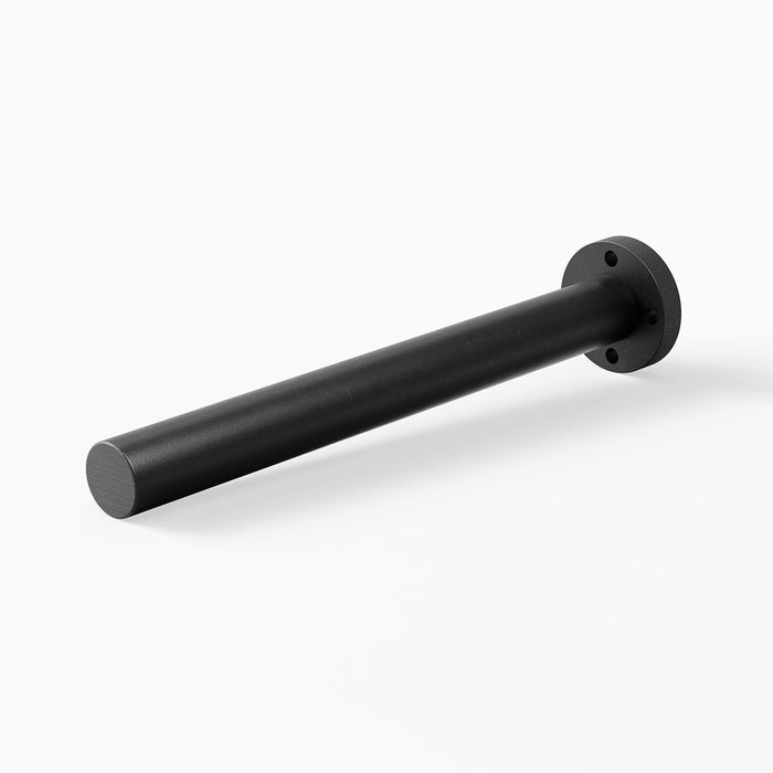 Aksel MD Single Rod Floating Shelf Bracket in matte black steel, crafted for minimalist, durable wall support for floating shelves and display ledges.