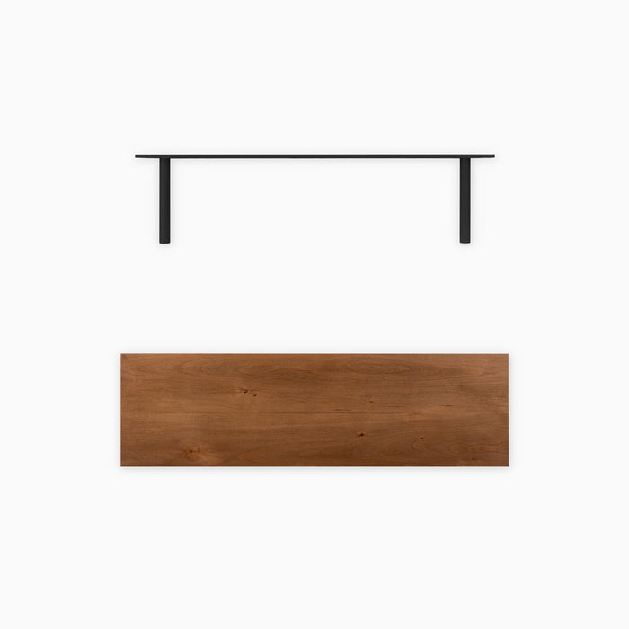 Aksel Nutmeg Floating Shelf with minimalist black metal brackets and warm wood floating shelf plank for stylish wall display