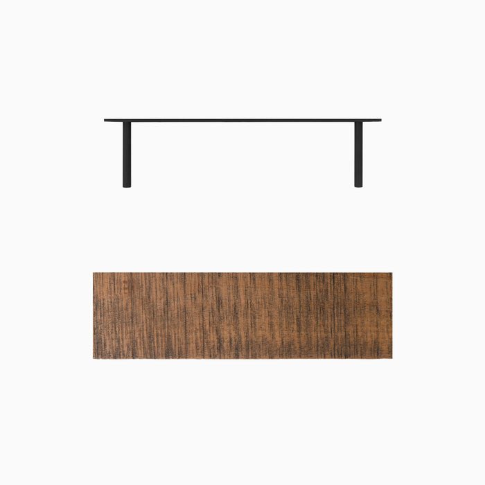 Aksel Nutmeg Rustic Floating Shelf showing wood floating shelf and black metal floating shelf brackets for wall display and organization
