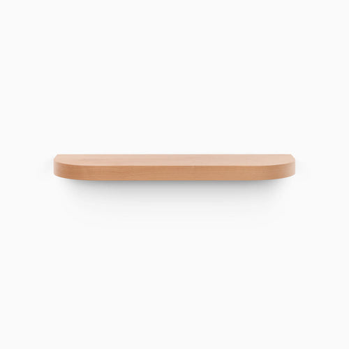 Aksel RADius Alder Floating Shelf in alder wood finish with smooth rounded edges for minimalist wall display by Shelfology