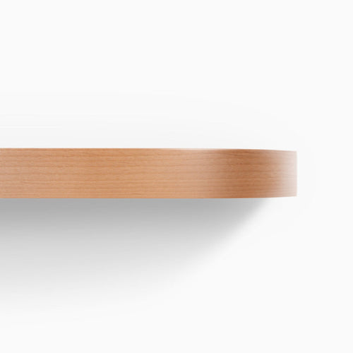 Aksel RADius Alder Floating Shelf in alder finish featuring smooth curved edge and minimalist wood floating ledge by Shelfology