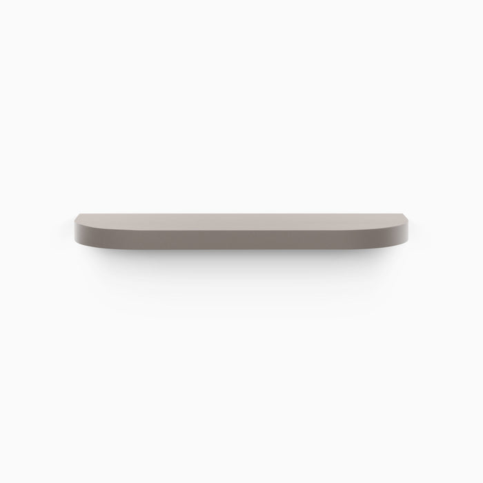 Aksel RADius Arsenic Floating Shelf with smooth rounded corners in muted arsenic finish for sleek wall display by Shelfology