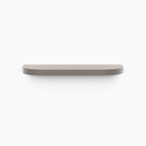 Aksel RADius Arsenic Floating Shelf with smooth rounded corners in muted arsenic finish for sleek wall display by Shelfology