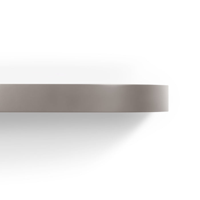 Aksel RADius Arsenic Floating Shelf showing smooth rounded edge and minimalist arsenic finish wall display by Shelfology