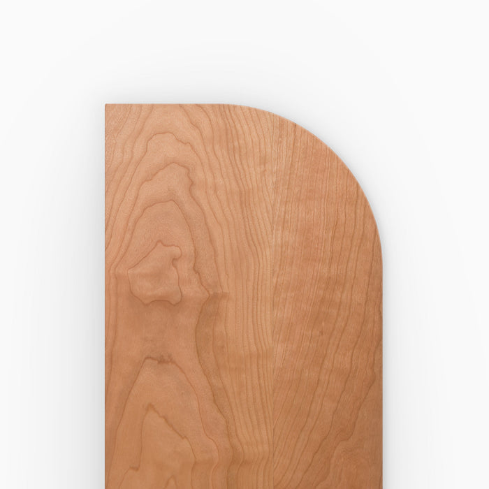 Aksel RADius Cherry Floating Shelf showing smooth rounded corner and natural cherry hardwood grain by Shelfology