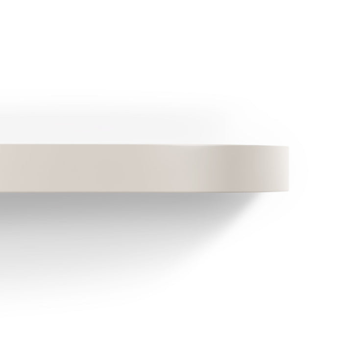 Aksel RADius Concretey Floating Shelf showing smooth rounded edge and muted concrete-inspired finish by Shelfology